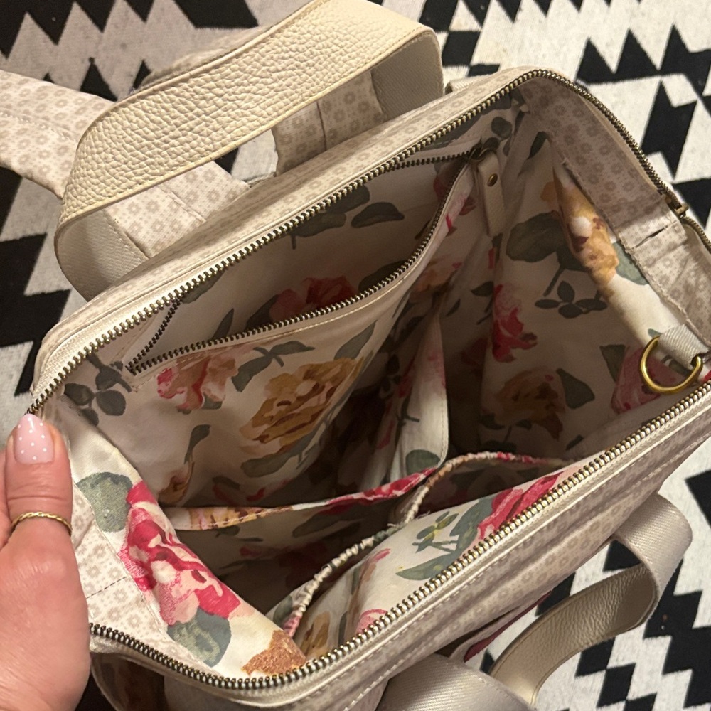 Cath Kidston Cream Micro-Pattern Backpack Tote - Picture 3 of 4
